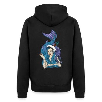 Captain Mermaid - Unisex Premium Bio Zip Hoodie - Schwarz - Hinten - Nico (187cm)