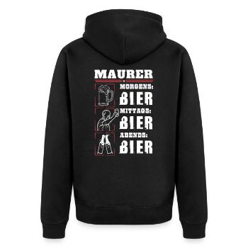 My daily routine as a bricklayer - Unisex Premium Organic Zip Hoodie - black - Back - Nico (187cm)