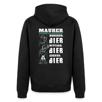 My daily routine as a bricklayer - Unisex Premium Organic Zip Hoodie - black - Back - Nico (187cm)