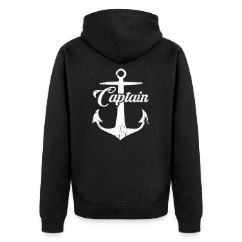 Captain Nautical - Unisex Premium Organic Zip Hoodie - black - Back - Nico (187cm)