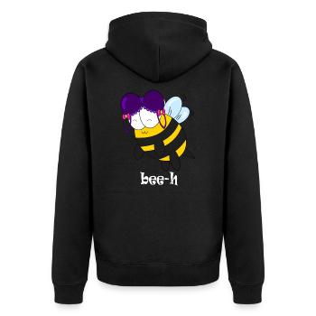 bee h - Unisex Premium Bio Zip Hoodie - Schwarz - Hinten - Nico (187cm)