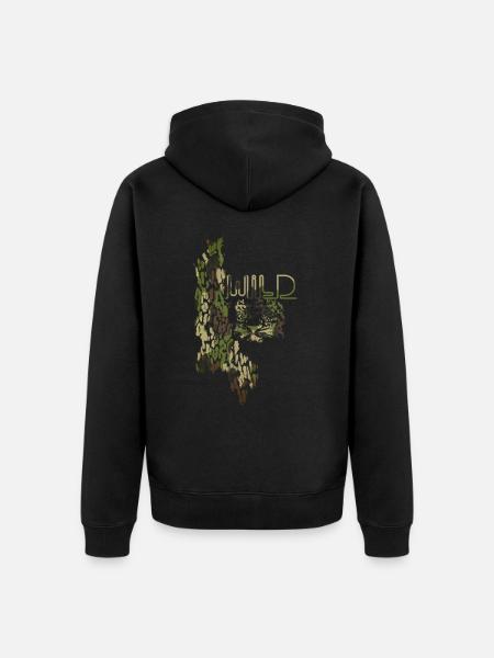Wildcat,Gold,Graffiti,Leo Pattern,Leopard - Unisex Premium Organic Zip Hoodie - black