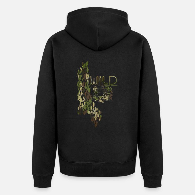 wildkatze,gold,graffiti,leomuster,leopard - Unisex Premium Bio Zip Hoodie - Schwarz