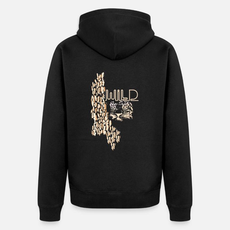 Wildcat,Gold,Graffiti,Leo Pattern,Leopard - Unisex Premium Organic Zip Hoodie - black