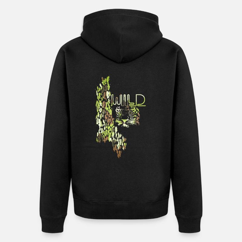 Wildcat,Gold,Graffiti,Leo Pattern,Leopard - Unisex Premium Organic Zip Hoodie - black