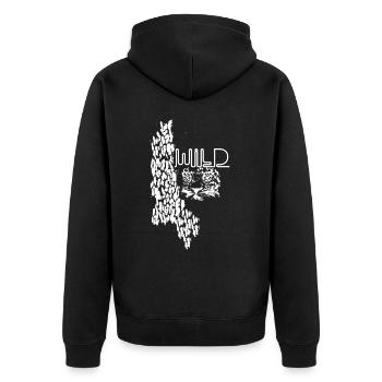 leopard, katze, wildkatze, graffiti, malerei,weiss - Unisex Premium Bio Zip Hoodie - Schwarz - Hinten - Nico (187cm)