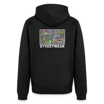 jouer streetwear tapis de voiture vrai genre gangster - Veste à capuche bio Premium Unisexe - noir - Dos - Nico (187cm)
