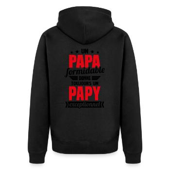 Un Papa Formidable Donne Un Papy Exceptionnel - Veste à capuche bio Premium Unisexe - noir - Dos - Nico (187cm)