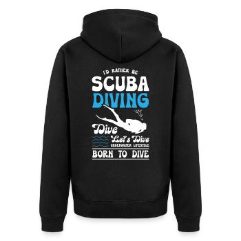 Born To Dive - Unisex Premium Bio Zip Hoodie - Schwarz - Hinten - Nico (187cm)