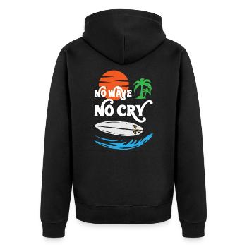 No Wave No Cry Surfing - Unisex Premium Organic Zip Hoodie - black - Back - Nico (187cm)
