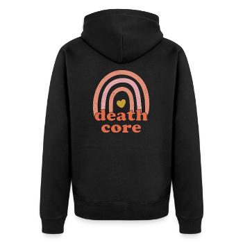 Lustiger Deathcore Sarkastischer Metal Metalhead - Unisex Premium Bio Zip Hoodie - Schwarz - Hinten - Nico (187cm)
