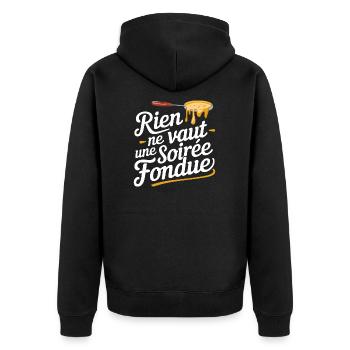 Rien ne vaut une soirée fondue - Veste à capuche bio Premium Unisexe - noir - Dos - Nico (187cm)