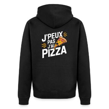 J'peux pas j'ai pizza - Veste à capuche bio Premium Unisexe - noir - Dos - Nico (187cm)