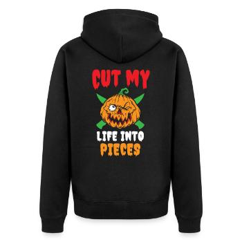 Cut My Life Into Pieces Halloween - Unisex Premium Bio Zip Hoodie - Schwarz - Hinten - Nico (187cm)