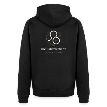 Leo Extrovert Logo Sternzeichen - Unisex Premium Bio Zip Hoodie - Schwarz - Hinten - Nico (187cm)