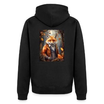 Fuchs - Unisex Premium Bio Zip Hoodie - Schwarz - Hinten - Nico (187cm)