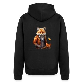 FOX2 - Unisex Premium Bio Zip Hoodie - Schwarz - Hinten - Nico (187cm)