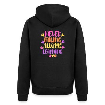design avec le dicton motivant_phrase motivation - Veste à capuche bio Premium Unisexe - noir - Dos - Nico (187cm)