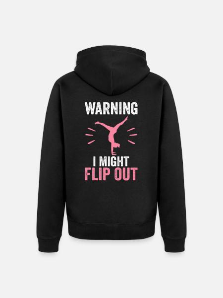 Warning I Might Flip Out - Unisex Premium Organic Zip Hoodie - black