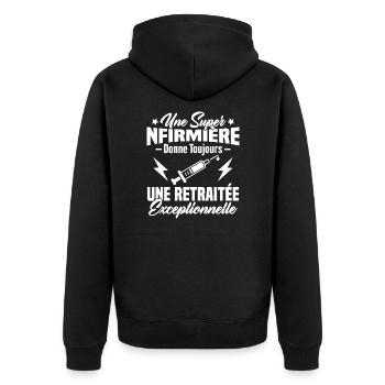 Retraite infirmière, Cadeau future retraitée - Veste à capuche bio Premium Unisexe - noir - Dos - Nico (187cm)