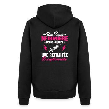 Retraite infirmière, Cadeau future retraitée - Veste à capuche bio Premium Unisexe - noir - Dos - Nico (187cm)