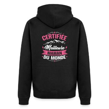 Certifiée meilleure maman du monde - Humour cadeau - Veste à capuche bio Premium Unisexe - noir - Dos - Nico (187cm)