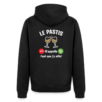 Le pastis m'appelle - Cadeau humour apéro alcool - Veste à capuche bio Premium Unisexe - noir - Dos - Nico (187cm)