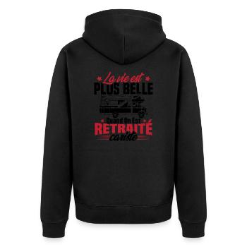 Retraité et camping-cariste - Veste à capuche bio Premium Unisexe - noir - Dos - Nico (187cm)