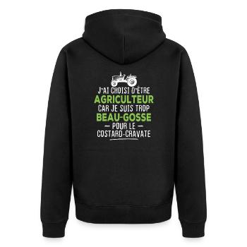 J'ai choisi d'être agriculteur beau-gosse - Veste à capuche bio Premium Unisexe - noir - Dos - Nico (187cm)
