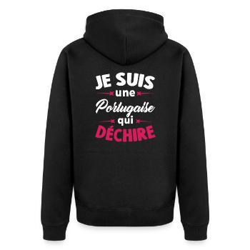 Je suis une Portugaise qui déchire - Veste à capuche bio Premium Unisexe - noir - Dos - Nico (187cm)