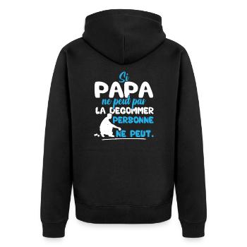 Si Papa ne peut pas la dégommer personne ne peut - Veste à capuche bio Premium Unisexe - noir - Dos - Nico (187cm)