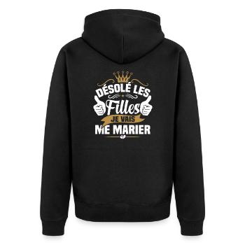 Désolé les filles je vais me marier - Veste à capuche bio Premium Unisexe - noir - Dos - Nico (187cm)