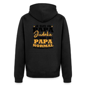 Je suis un papa judoka - Veste à capuche bio Premium Unisexe - noir - Dos - Nico (187cm)