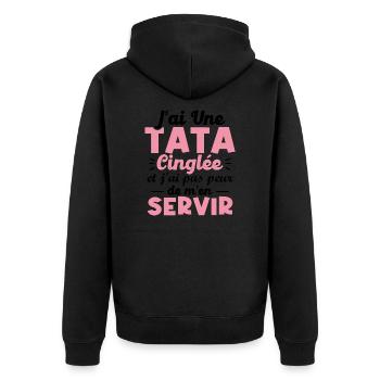 J ai une tata cinglée - Veste à capuche bio Premium Unisexe - noir - Dos - Nico (187cm)