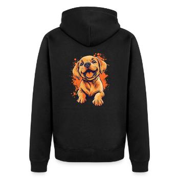 Labrador Welpe lustiger Hund Hunde - Unisex Premium Bio Zip Hoodie - Schwarz - Hinten - Nico (187cm)