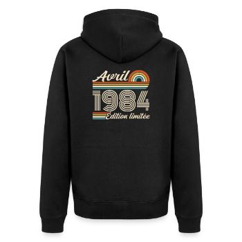 April 1984 Retro Birthday 1984 April 1984 - Unisex Premium Organic Zip Hoodie - black - Back - Nico (187cm)