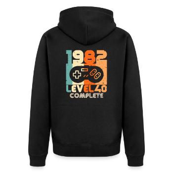 40 Geburtstag 1982 Vintage Jahrgang Retro Geschenk - Unisex Premium Bio Zip Hoodie - Schwarz - Hinten - Nico (187cm)