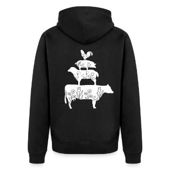 Bauernhof - Tiere - Landwirt - Floral - Unisex Premium Bio Zip Hoodie - Schwarz - Hinten - Nico (187cm)