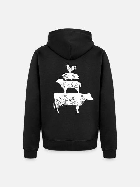 Farm - Animals - Farmer - Floral - Unisex Premium Organic Zip Hoodie - black