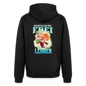Lehrer im Stress - Unisex Premium Bio Zip Hoodie - Schwarz - Hinten - Nico (187cm)