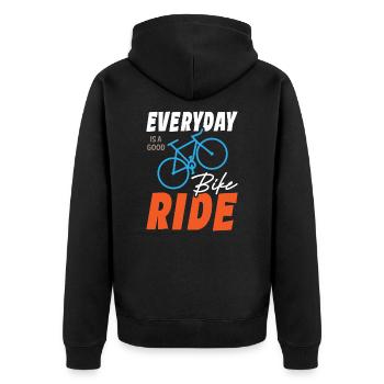 Everyday Is A Good Bike Ride - Unisex Premium Bio Zip Hoodie - Schwarz - Hinten - Nico (187cm)