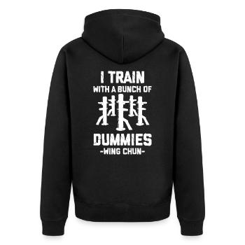 Wing Chun Humor Für Kampfsportler - Unisex Premium Bio Zip Hoodie - Schwarz - Hinten - Nico (187cm)