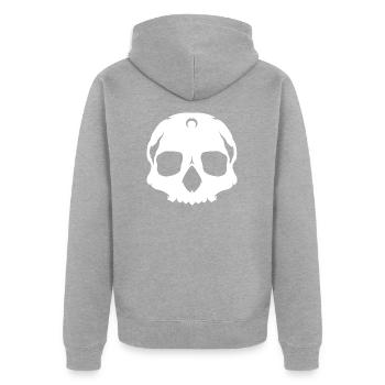 Skull - Unisex Premium Bio Zip Hoodie - Grau meliert - Hinten - Nico (187cm)
