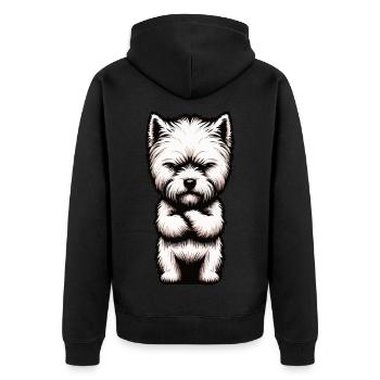 West highland terrier Westie West highland hund - Unisex Premium Bio Zip Hoodie - Schwarz - Hinten - Nico (187cm)