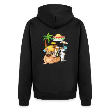 summer party - Unisex Premium Organic Zip Hoodie - black - Back - Nico (187cm)