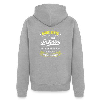 Lehrer Lustig Lehramt Studium Lehrkraft Referendar - Unisex Premium Bio Zip Hoodie - Grau meliert - Hinten - Nico (187cm)
