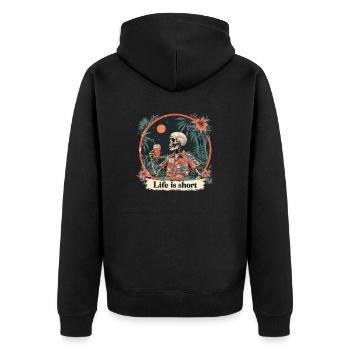 Squelette sur la plage sous les palmiers en vacances - Veste à capuche bio Premium Unisexe - noir - Dos - Nico (187cm)