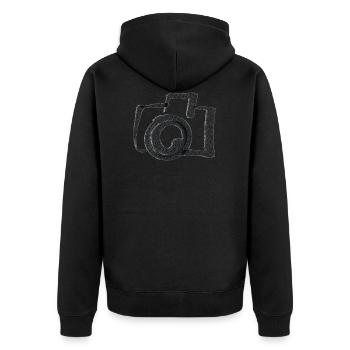 camera - Unisex Premium Organic Zip Hoodie - black - Back - Nico (187cm)