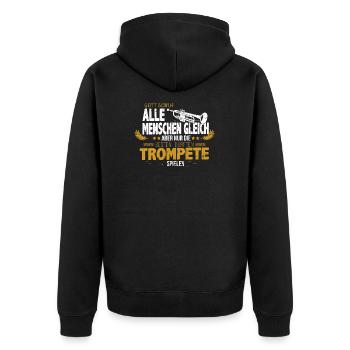 Trompete Shirt | Blasmusiker | Trompeter Geschenk - Unisex Premium Bio Zip Hoodie - Schwarz - Hinten - Nico (187cm)