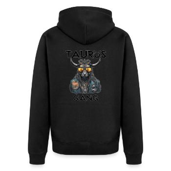 Taurus Gang Zodiac Sign - Unisex Premium Organic Zip Hoodie - black - Back - Nico (187cm)